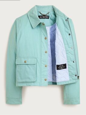 J crew smoky seaglass Cropped Barn Jacket™ in ripstop cotton